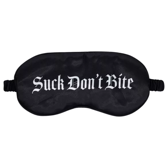 Auć! - satynowa opaska na oczy z napisem „Suck Don't Bite” (czarna)