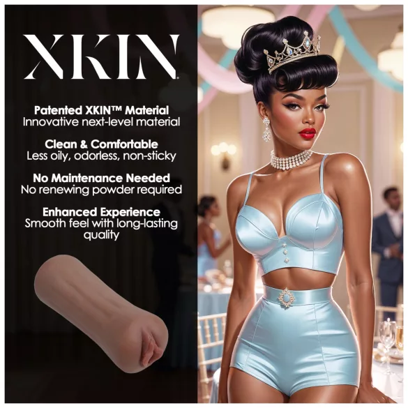 XKIN Beauty Queen Lulu - realistyczna sztuczna cipka masturbator (ciemny naturalny kolor)