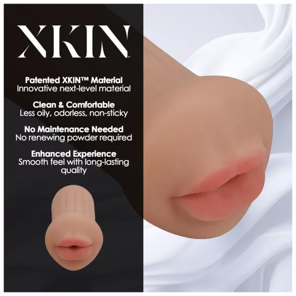 XKIN - masturbator z sztucznych ust - S (ciemny naturalny)