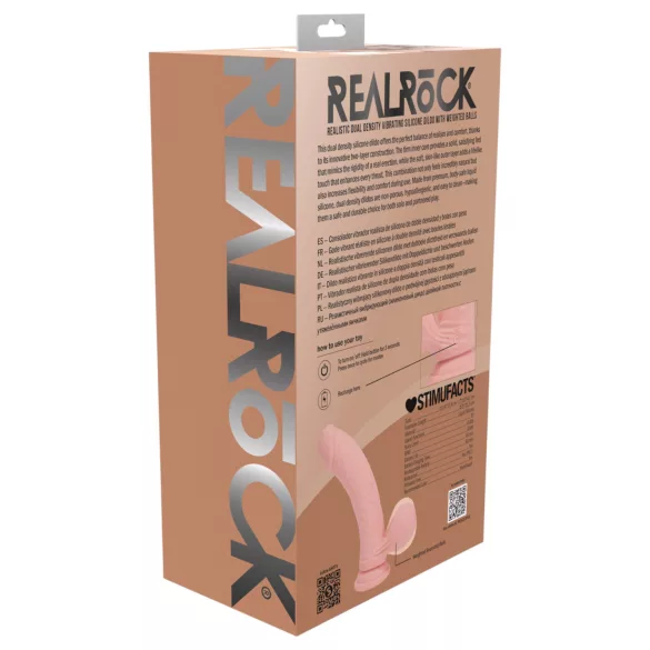 RealRock - realistyczny wibrator o podwójnej gęstości (kolor cielisty) - 18 cm