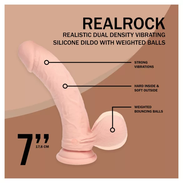 RealRock - realistyczny wibrator o podwójnej gęstości (kolor cielisty) - 18 cm