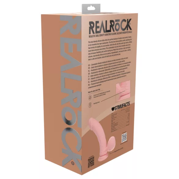 RealRock - realistyczny wibrator o podwójnej gęstości (kolor cielisty) - 20 cm