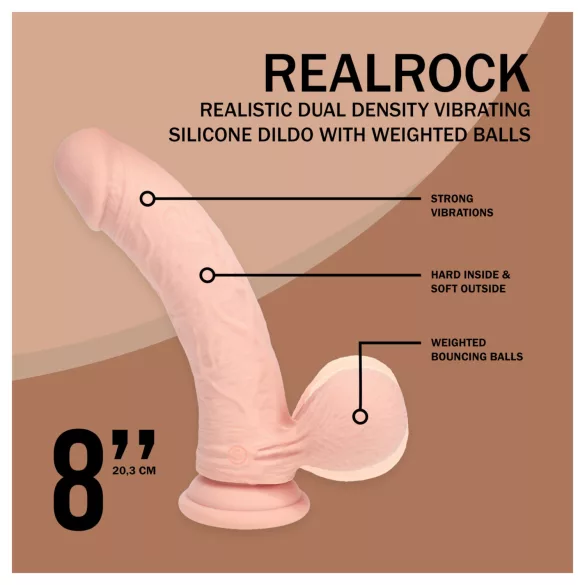 RealRock - realistyczny wibrator o podwójnej gęstości (kolor cielisty) - 20 cm
