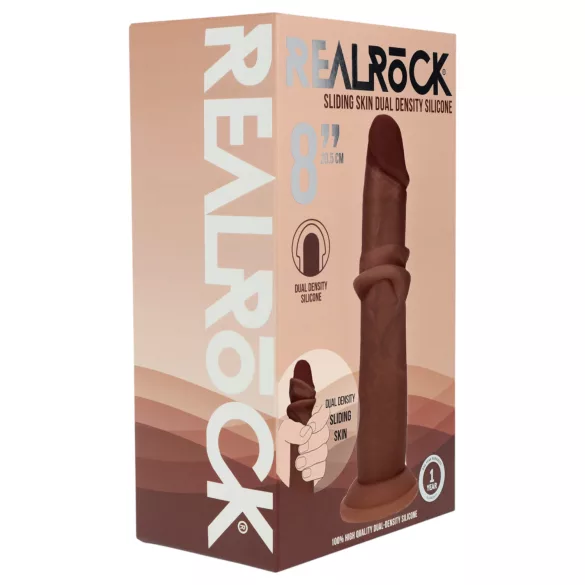 RealRock - realistyczny dwuwarstwowy dildo (brązowy) - 20,5 cm