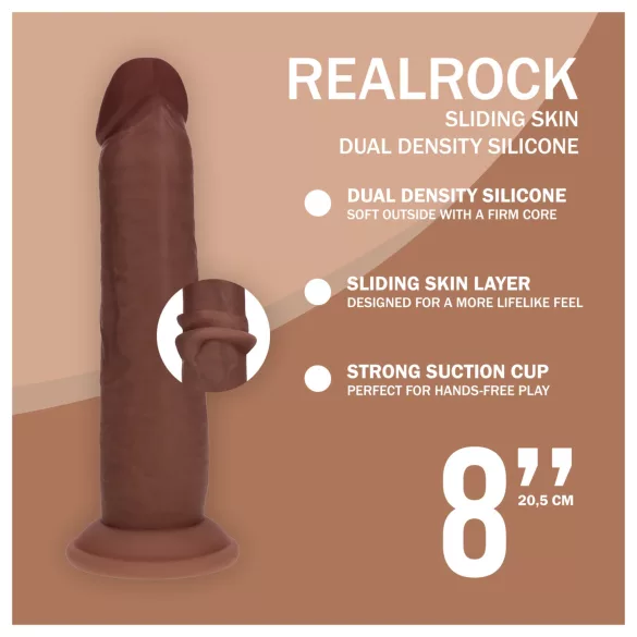 RealRock - realistyczny dwuwarstwowy dildo (brązowy) - 20,5 cm