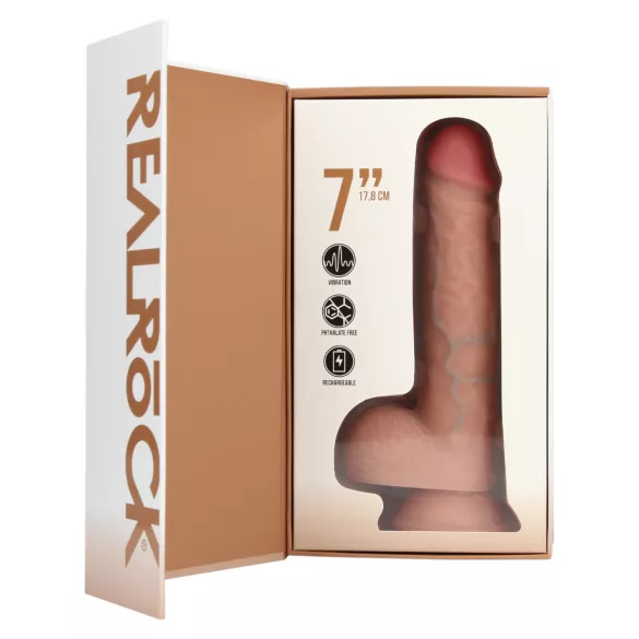 RealRock - wibrator z przyssawką - skóra naturalna - 18 cm