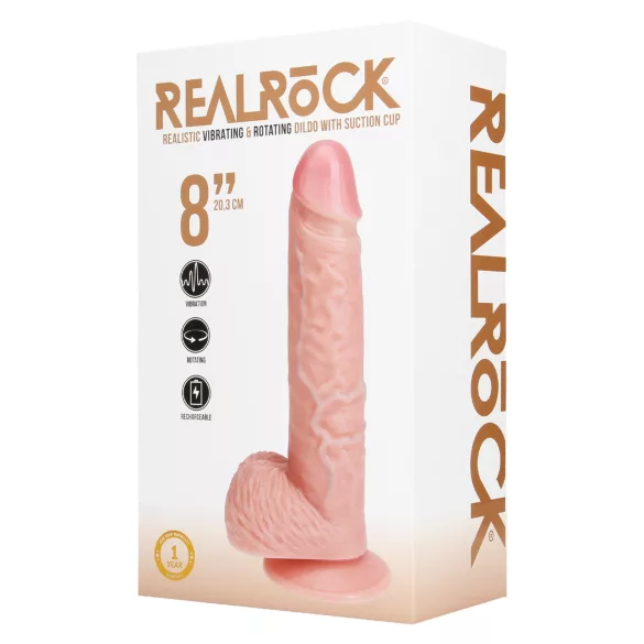 RealRock - wibrujący, obrotowy wibrator (naturalny, 20,5 cm)