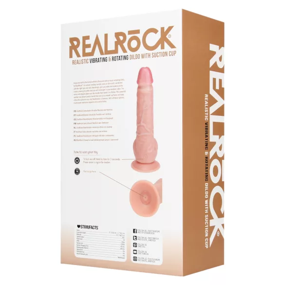 RealRock - wibrujący, obrotowy wibrator (naturalny, 20,5 cm)