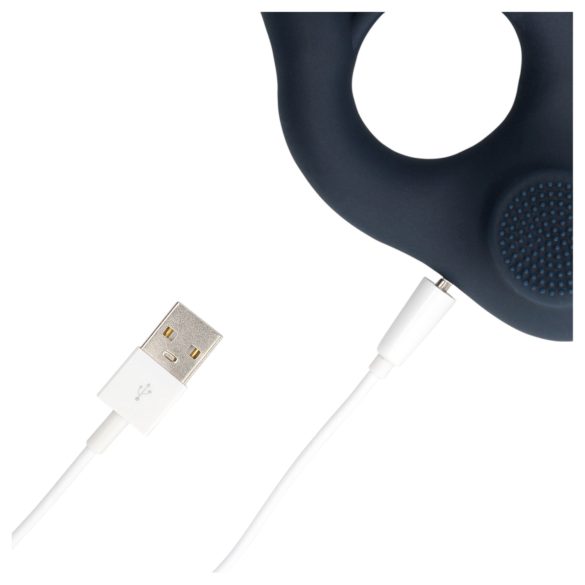 Loveline - pierścień wibrujący na penisa z stymulatorem łechtaczki - szary