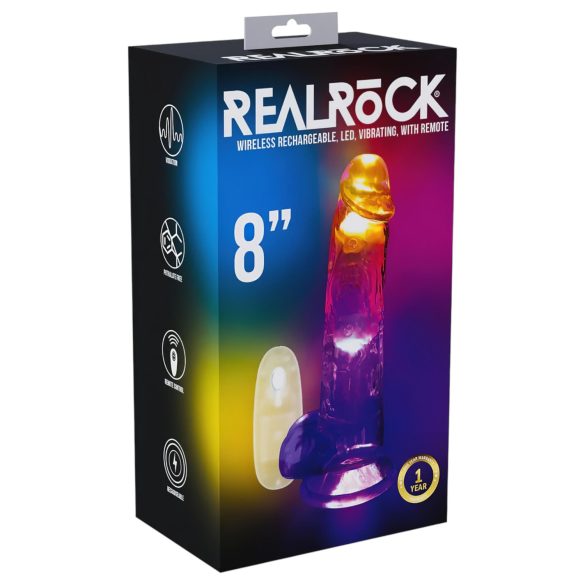 REALROCK - wibrator z jądrami - świecący - 20 cm