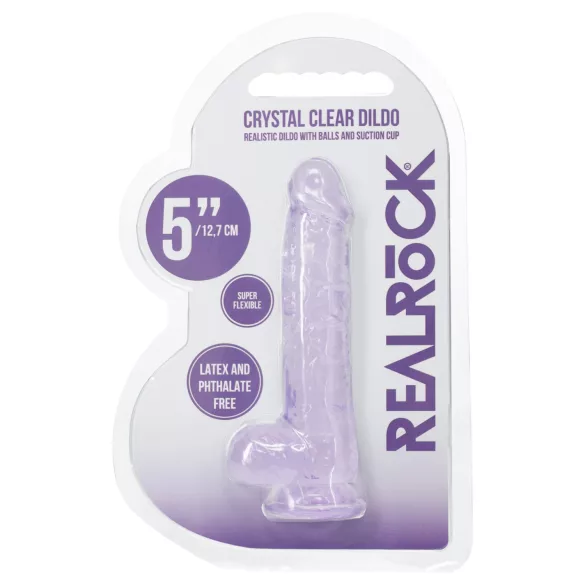 RealRock - realistyczny falochron z jądrami (fioletowy) - 12,7 cm