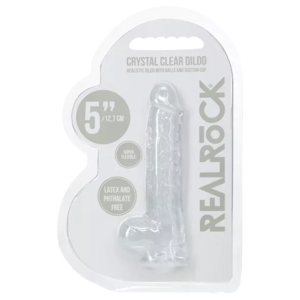 RealRock - realistyczny dildo z jądrami (przezroczysty) - 12,7 cm