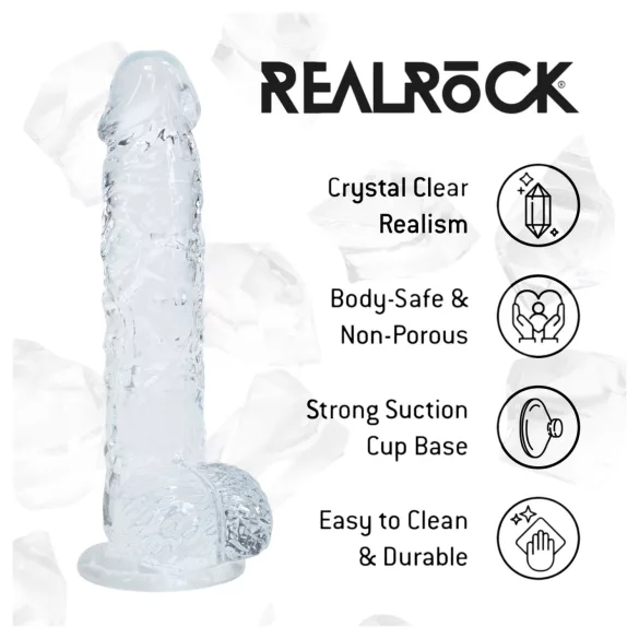 RealRock - realistyczny dildo z jądrami (przezroczysty) - 12,7 cm