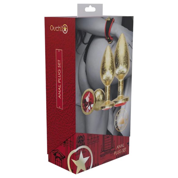 Ouch! - zestaw korków analnych - złoty