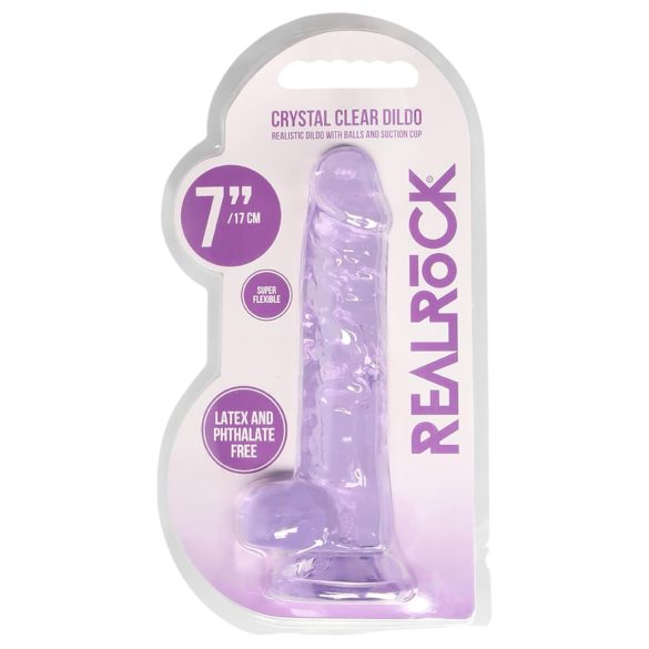 RealRock - realistyczny dildo - przezroczysty fioletowy - 17 cm