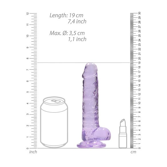 RealRock - realistyczny dildo - przezroczysty fioletowy - 17 cm