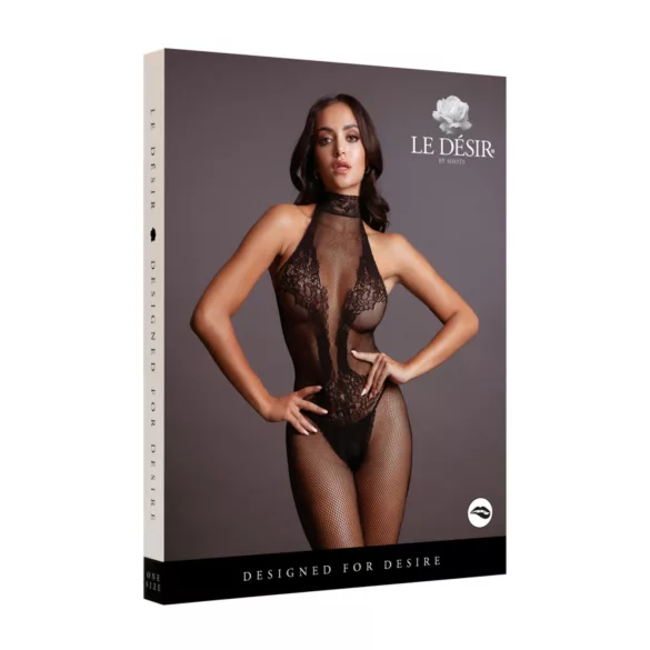 Le Désir - koronkowy siateczkowy kombinezon (czarny) - S-XL