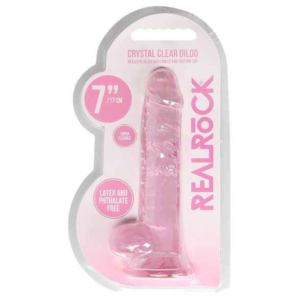 RealRock - realistyczny dildo - przezroczysty różowy - 17 cm