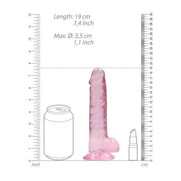 RealRock - realistyczny dildo - przezroczysty różowy - 17 cm