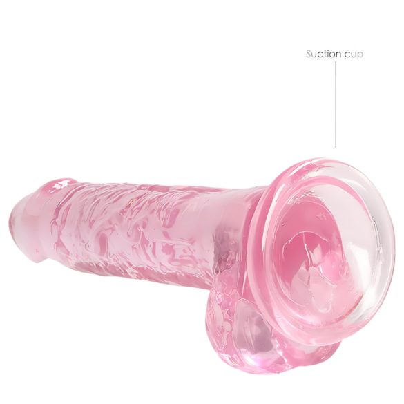 RealRock - realistyczny dildo - przezroczysty różowy - 17 cm