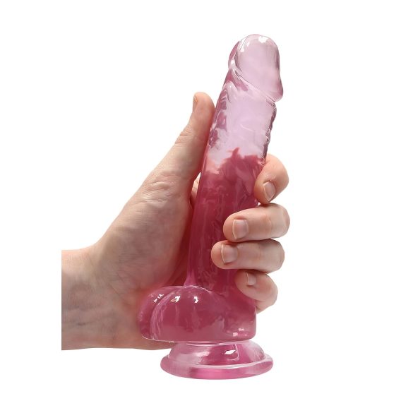 RealRock - realistyczny dildo - przezroczysty różowy - 17 cm