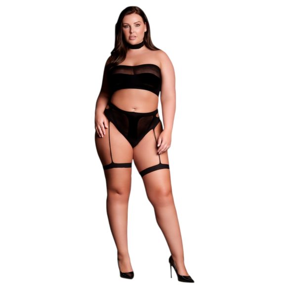 Le Désir - komplet bielizny plus size 3-częściowy - czarny XL-4XL