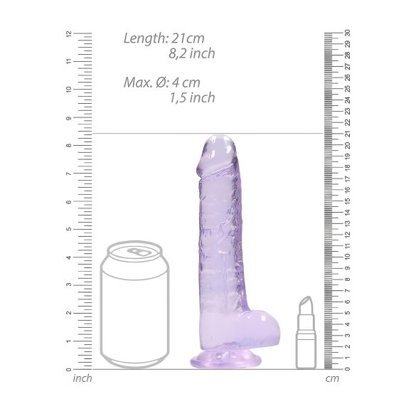 RealRock - realistyczny dildo - przezroczysty fioletowy - 19 cm