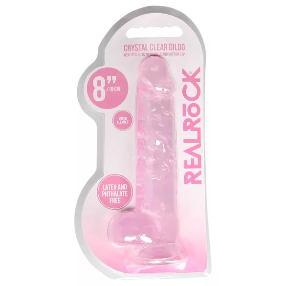 RealRock - realistyczny dildo - różowy przezroczysty - 19 cm