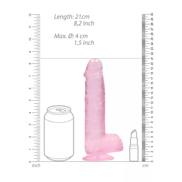 RealRock - realistyczny dildo - różowy przezroczysty - 19 cm