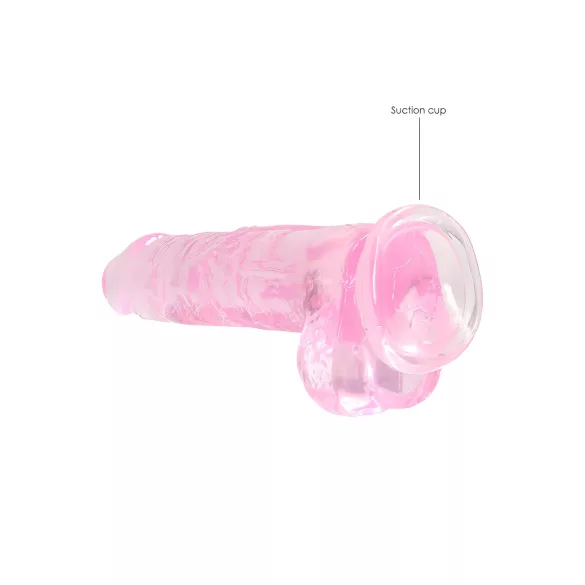 RealRock - realistyczny dildo - różowy przezroczysty - 19 cm