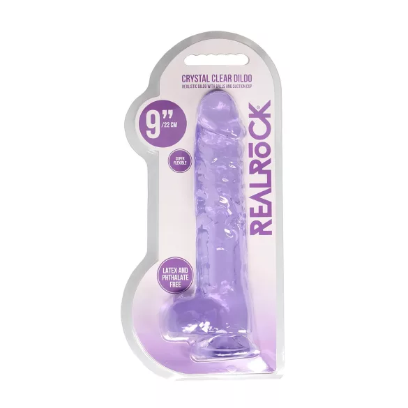 RealRock - realistyczny dildo - przezroczysty fioletowy - 22 cm