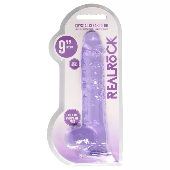 RealRock - realistyczny dildo - przezroczysty fioletowy - 22 cm