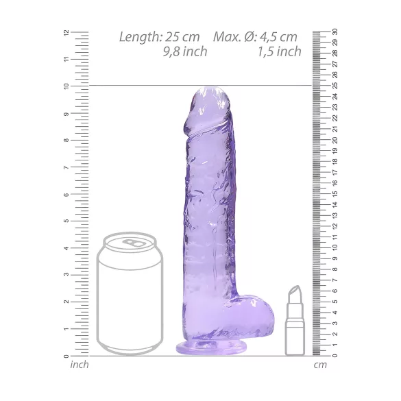 RealRock - realistyczny dildo - przezroczysty fioletowy - 22 cm