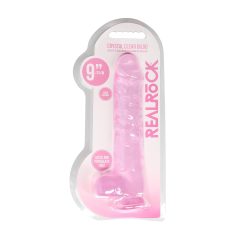   RealRock - realistyczny dildo - przezroczysty różowy - 22 cm
