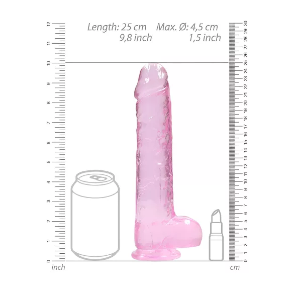 RealRock - realistyczny dildo - przezroczysty różowy - 22 cm