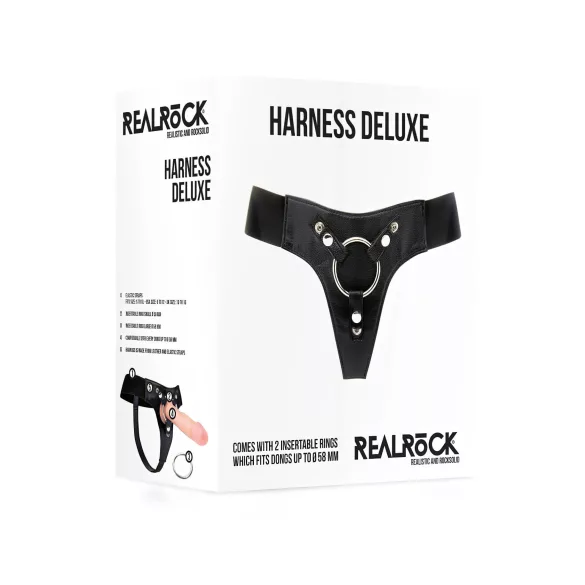 RealRock Deluxe - uprząż do dildo - regulowana - czarny