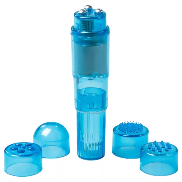 Easytoys - mini wibrator z nakładkami - zestaw 5-częściowy - niebieski