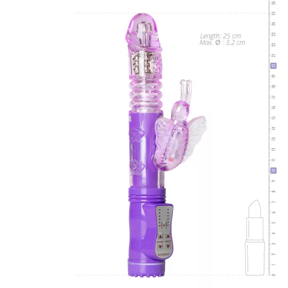 Easytoys - wibrator króliczek z funkcją obrotu i posuwu - silikon fioletowy