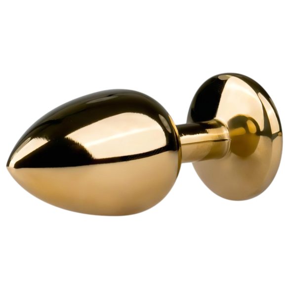 Easytoys - korek analny stożkowy z fioletowym kryształem - złoty 2,5 cm