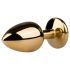 Easytoys - korek analny stożkowy z fioletowym kryształem - złoty 2,5 cm