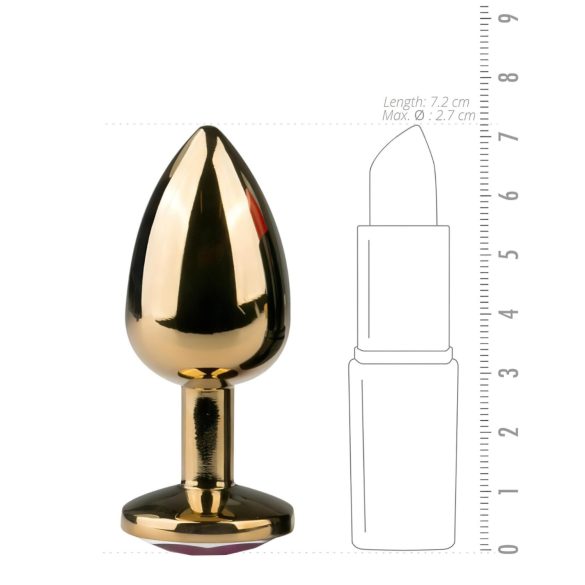 Easytoys - korek analny stożkowy z fioletowym kryształem - złoty 2,5 cm