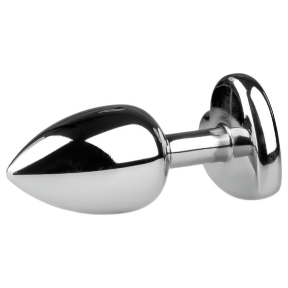 Easytoys - korek analny metalowy z kryształkiem serce - srebrny biały