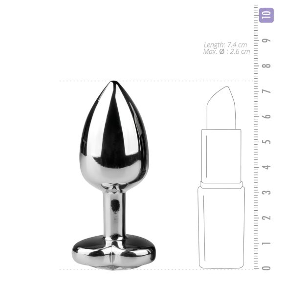 Easytoys - korek analny metalowy z kryształkiem serce - srebrny biały