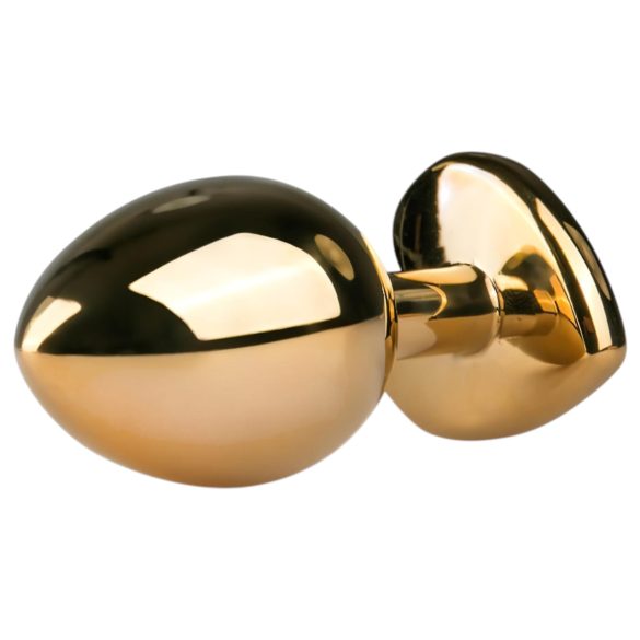 Easytoys - korek analny stożkowy z różowym kryształem - złoty 3 cm