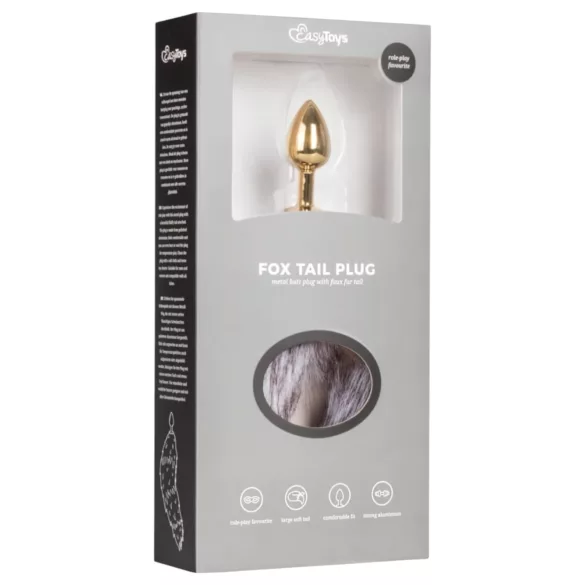 EasyToys Fox NO5 - metalowy korek analny z lisim ogonem (złoto-srebrny)