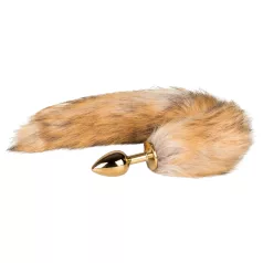   Easytoys Fox NO1 - korek analny metalowy z ogonem lisa - złoto-czerwony