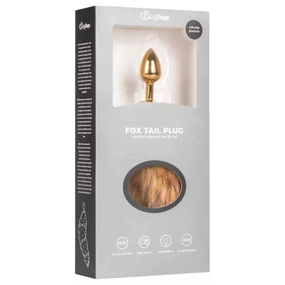 EasyToys Fox NO1 - metalowy korek analny z lisim ogonem (złoto-czerwony)