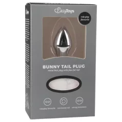   Easytoys Bunny NO1 - korek analny metalowy z ogonem króliczka - srebrny/biały