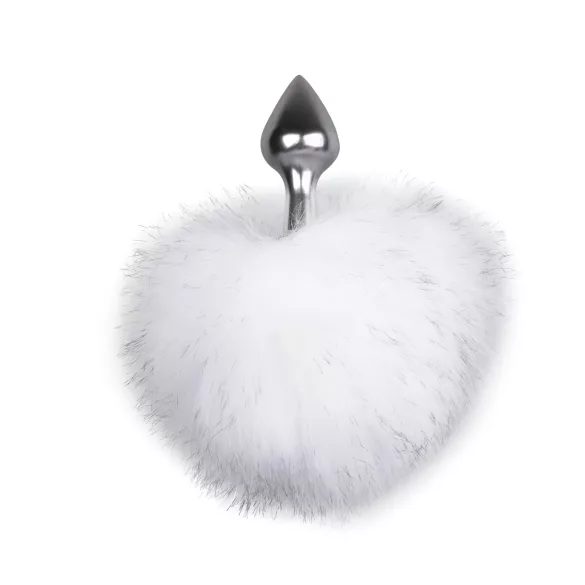 Easytoys Bunny NO1 - korek analny metalowy z ogonem króliczka - srebrny/biały