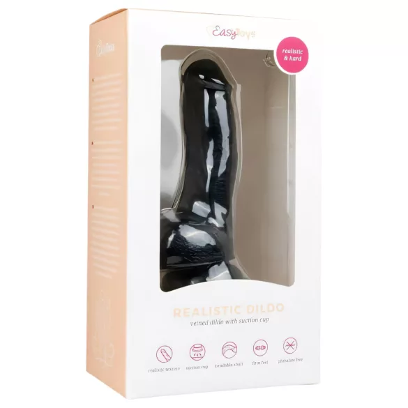 Easytoys - dildo z jądrami i przyssawką - 15 cm - czarny